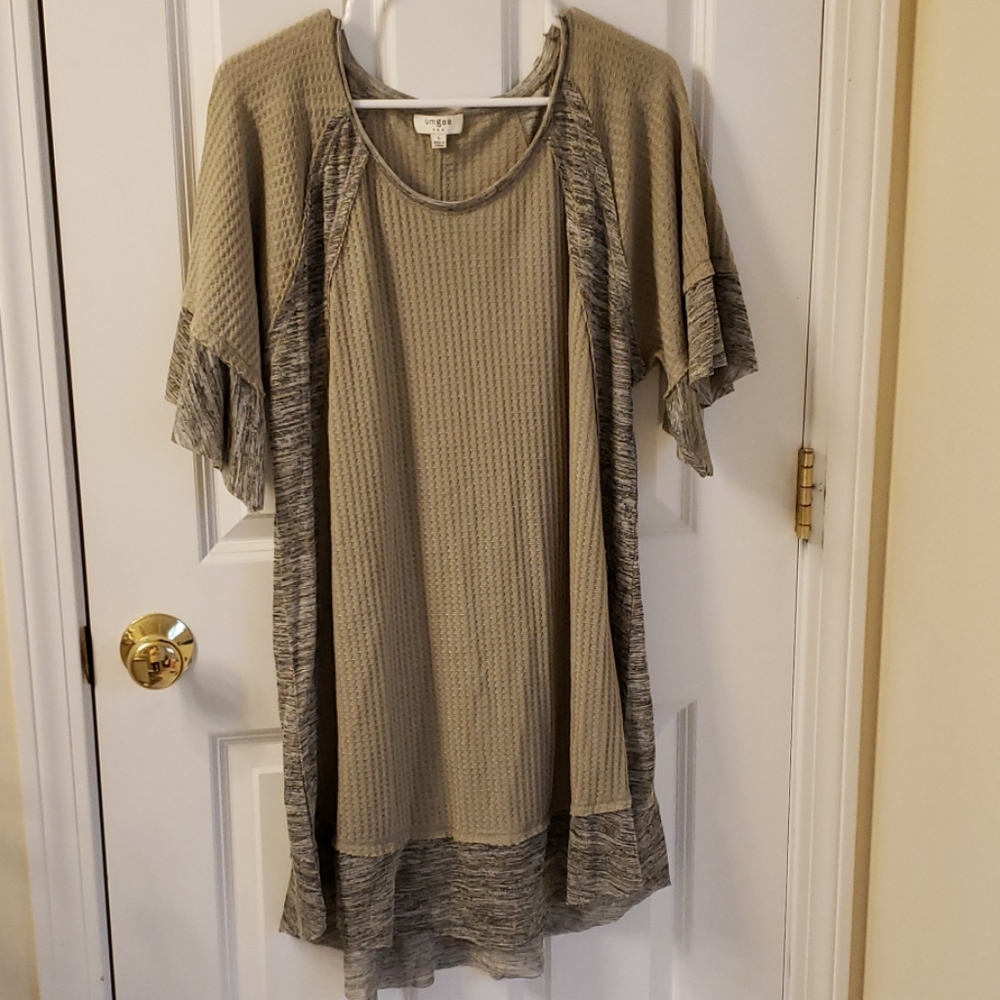 Ruffle tunic waffle knit